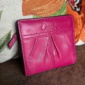 COACH Y2K WALLET MAGENTA SHADE OF PINK LEATHER RUCHING POPPY ERA COMPACT ID CARD